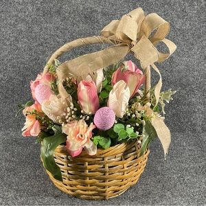 * Spring Tulip Basket Centerpiece